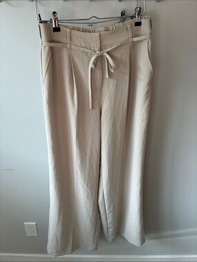 Reitmans Cream Wide-Leg Tie-Waist Pants